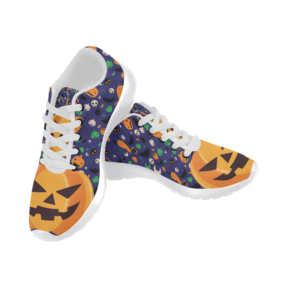 Pumpkin Halloween White Sneakers for Women