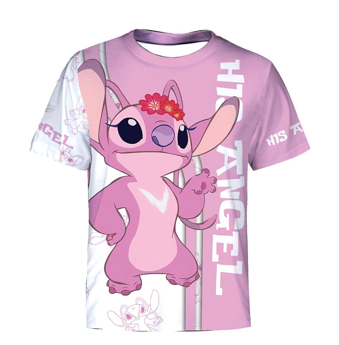 Cartoon Character Stitch & Angel Couple Hoodie All Over Printed 3D Unisex Men Women