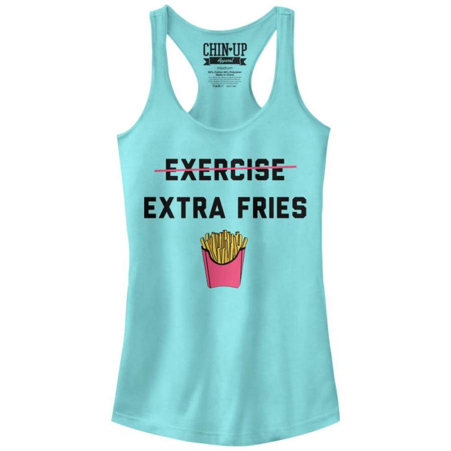 CHIN UP Junior’s Exercise Extra Fries  Racerback Tank Cancun