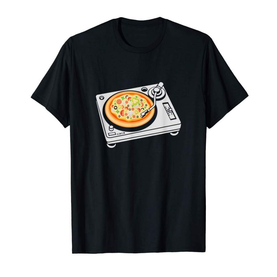 Pizza Record Player Shirt Mens Short Sleeve T Shirt