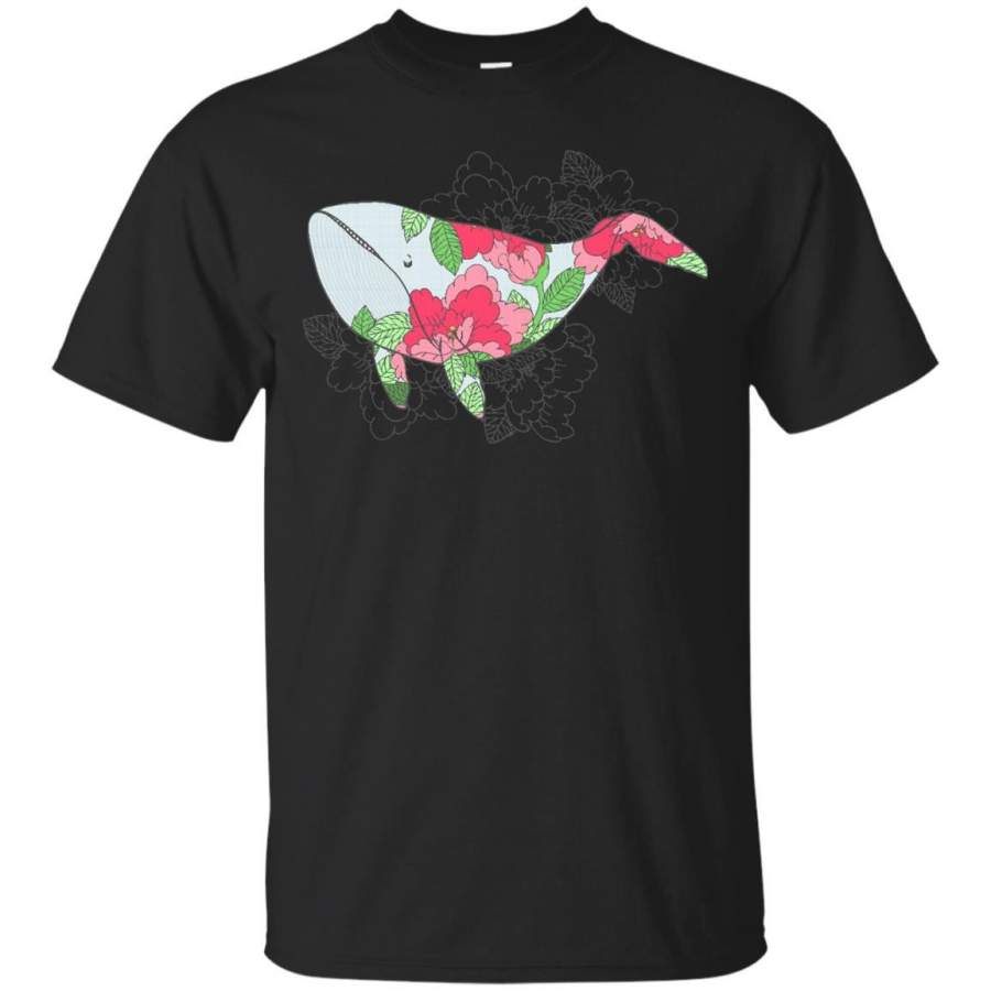 WHALE – Whale with Peonies T Shirt & Hoodie