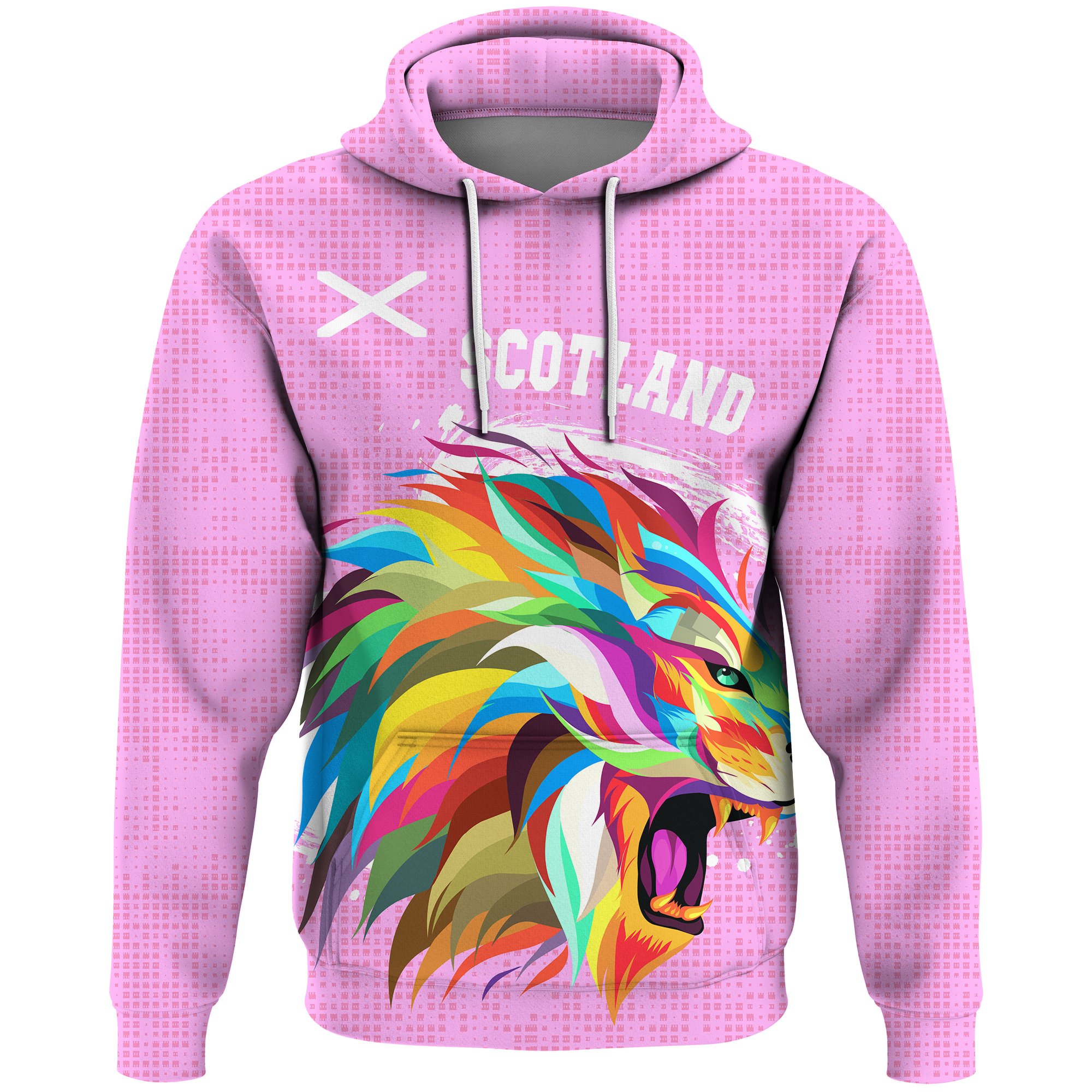 1stScotland Hoodie Raibown Lion Pink Style A27