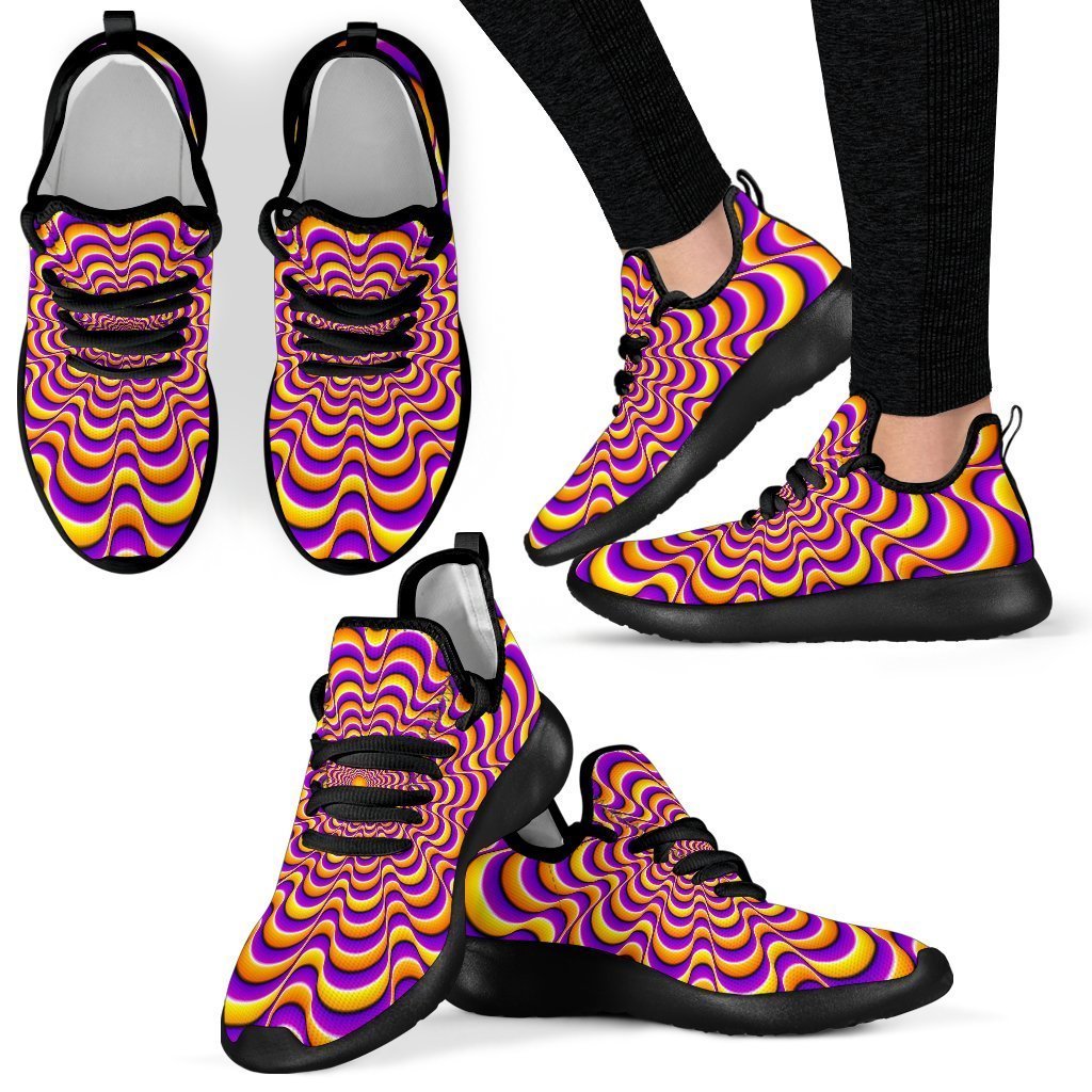 Yellow Splashing Moving Optical Illusion Mesh Knit Shoes