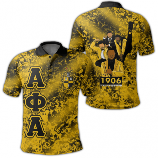 Alpha Phi Alpha 1906 Crest Brotherhood Fragments Pattern Polo Shirt