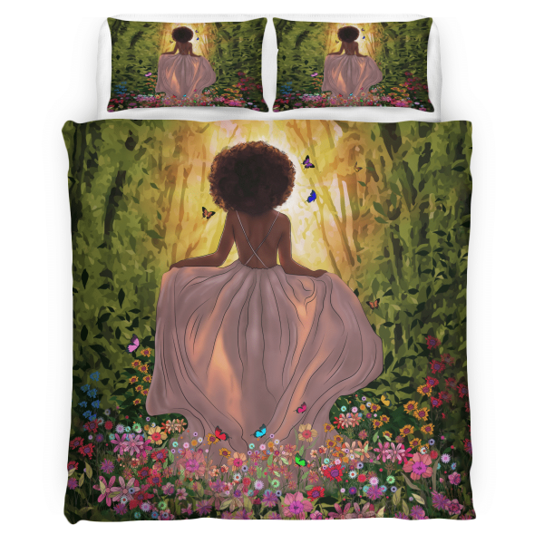 African Afro Girl Natural Forest Princess Angel All Over Print 3D Bedding Set