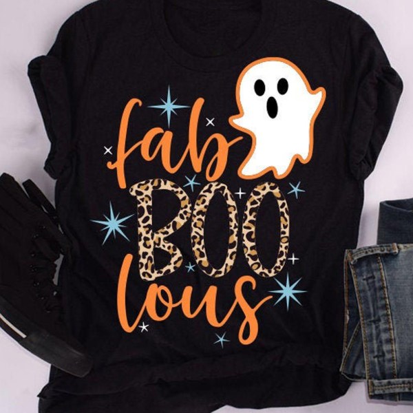 Fab Boo Lous Halloween Ghost Leopard Print Shirt Svg Thanksgiving Gift