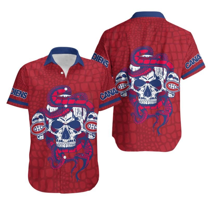 Topsportee Montreal Canadiens Snake And Skull Limited Edition Hawaiian Shirt And Shorts Summer Collection Size S-5Xl Nla006965