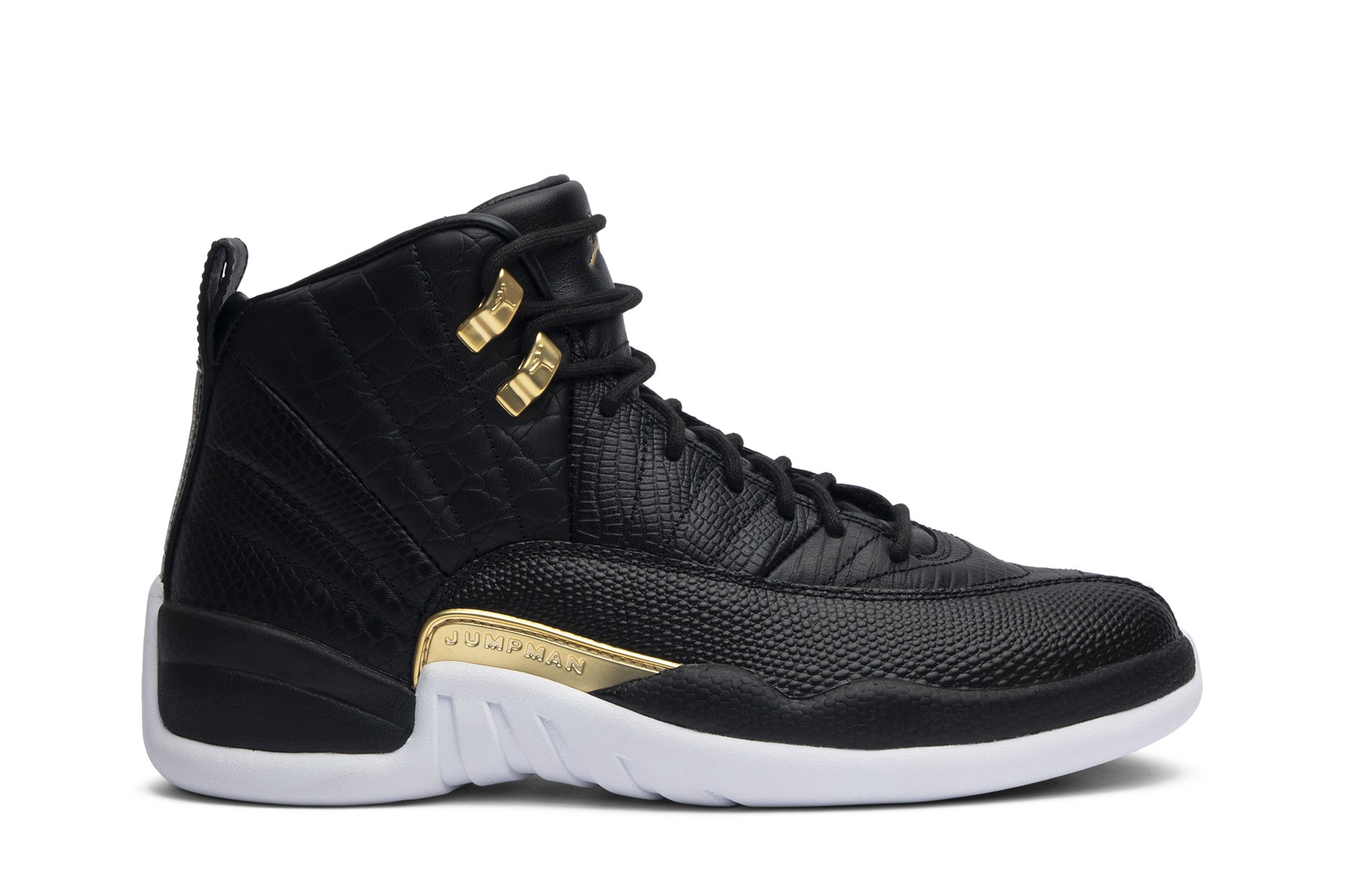 Jordan 12 Retro Black Metallic Gold White Women?s 600535