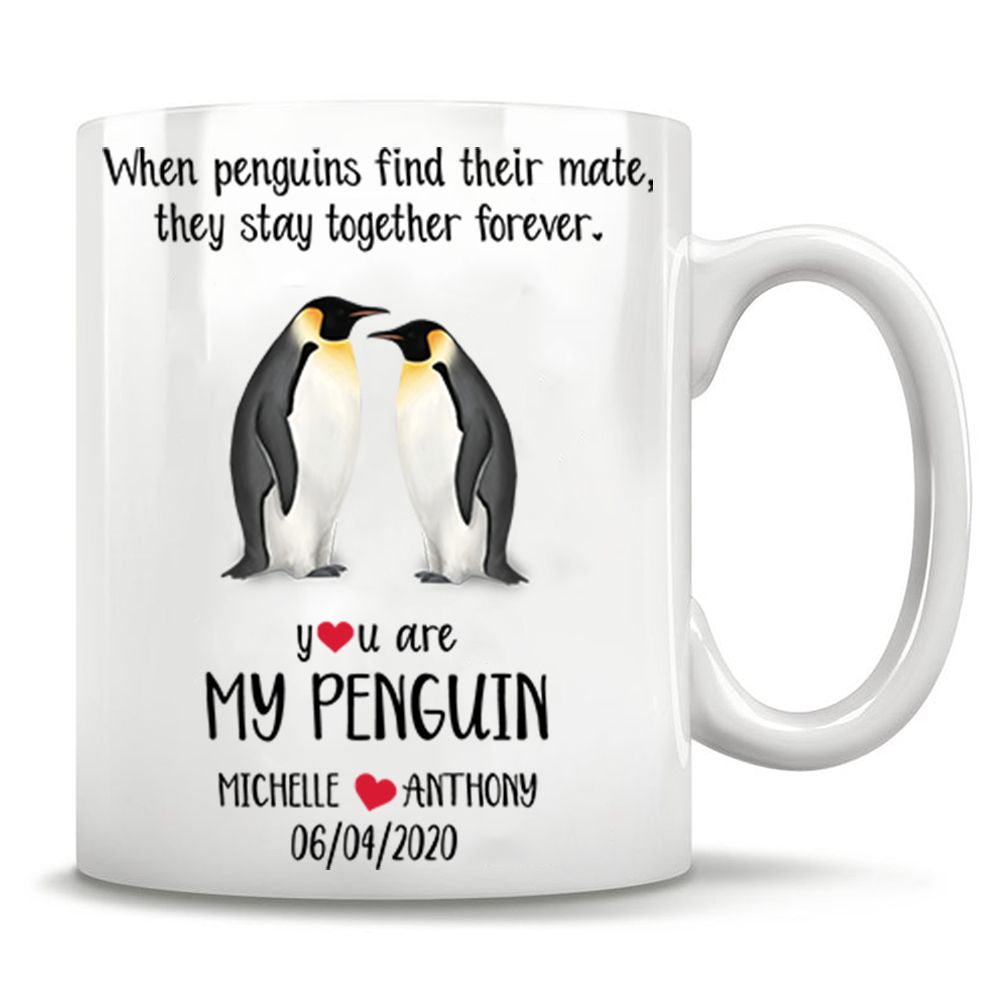 Custom Personalized name coffee mugs Valentine day gifts idea for him boyfriend husband her girlfriend wife couple – You Are My Penguin TY2112