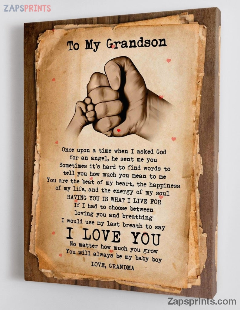 Grandchildren Canvas  – To My Grandson – From Grandma – Framed Canvas Gift Gms030 – Drandkids Canvas Artblankets.