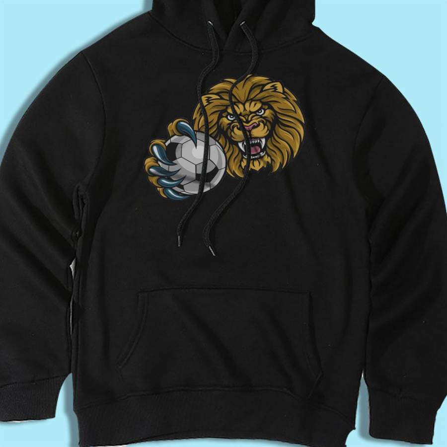 Lion Soccer Ball Sports Men’S Hoodie