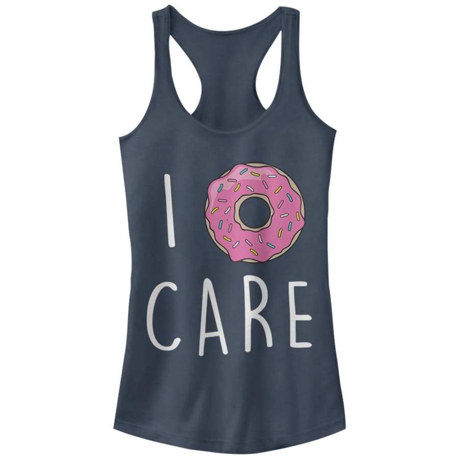 CHIN UP Junior’s I Donut Care  Racerback Tank Indigo