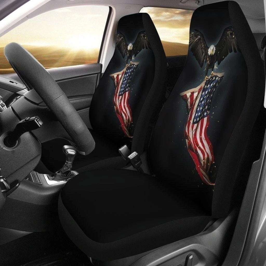 American Flag Car Seat Covers Custom Bald Eagle Car Decoration Accessories