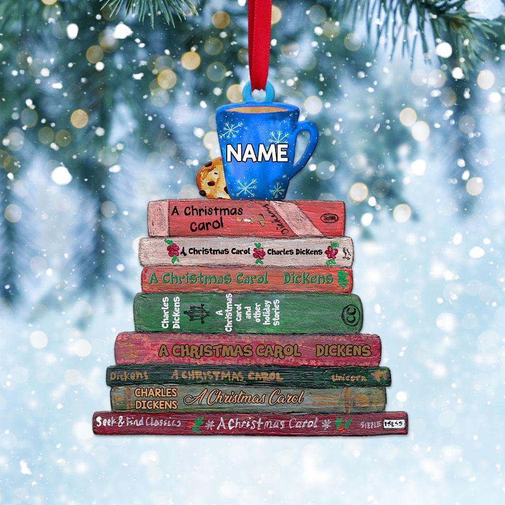 A Christmas Carol Charles Dickens Bookstack Personalized Flat Ornament – Gift For Fans