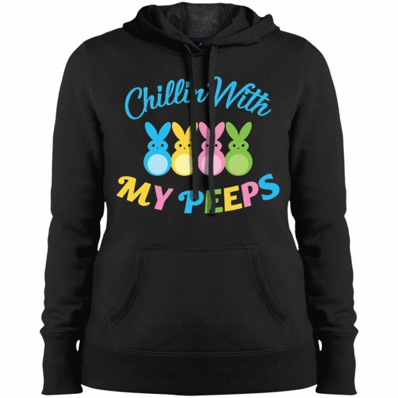 Chillin With My Peeps Bunny Easter Women Hooded Sweatshirt