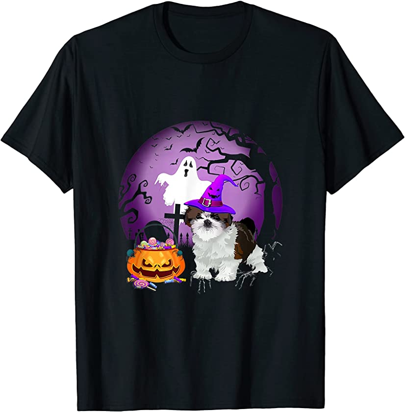 Shih Tzu Dog Candy Pumpkin Halloween Lover T-Shirt