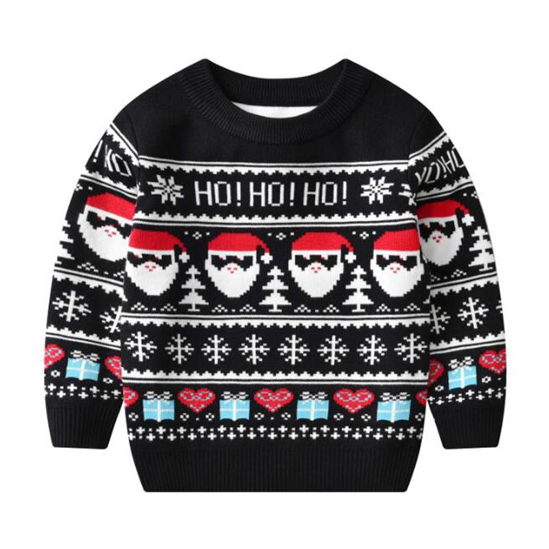 Christmas Baby Kids Boys Girls Long Sleeve Letter HO Printing Knit Sweater Autumn Baby Kids Boys Girls Pullover Children Sweater alx