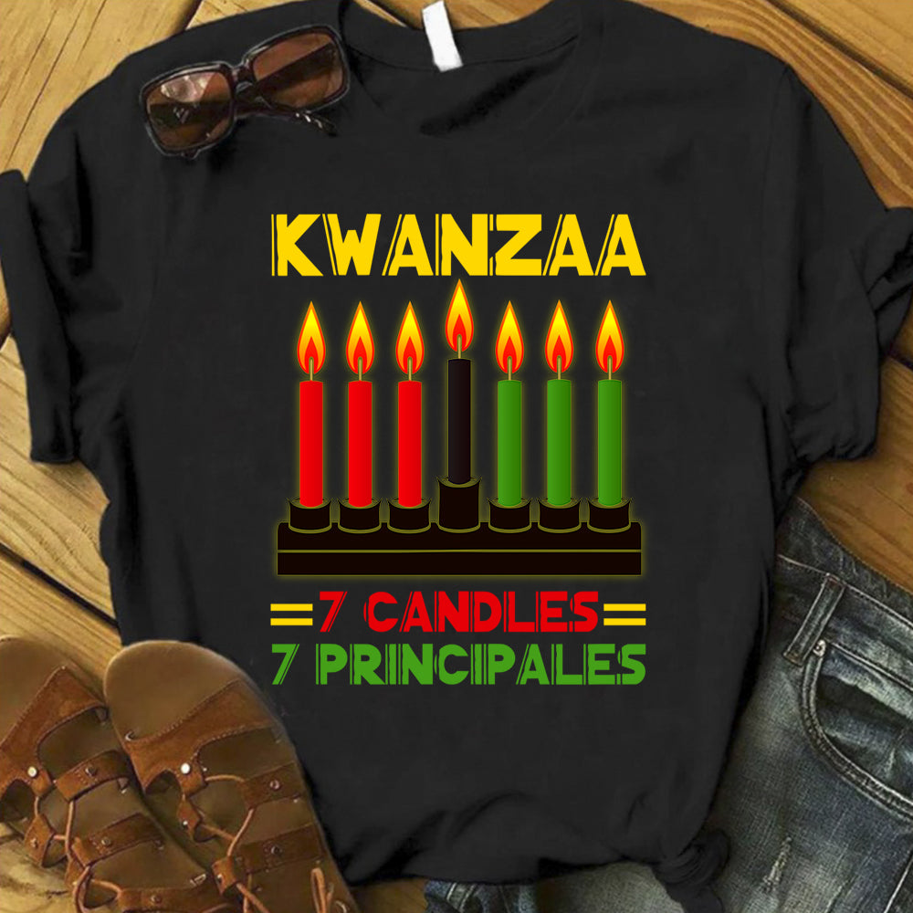 African American Holiday Kwanzaa 7 Candles 7 Principales T Shirt