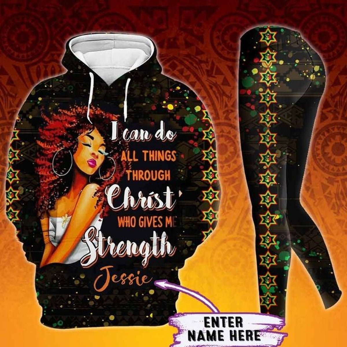 Personalized Black Queen I Can Do All Thing  Legging Hoodie ,  Custom African Legging Hoodie