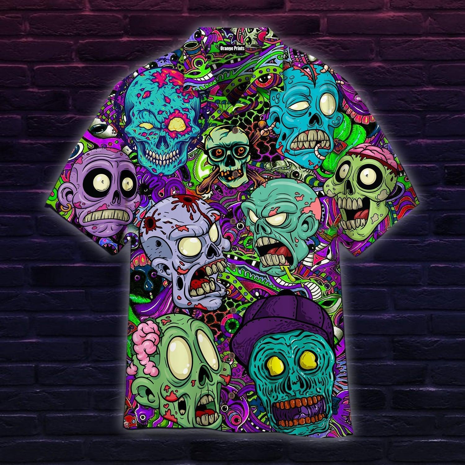 Zombie Skull Hippie Hawaii Shirt For Men Women Ha23794