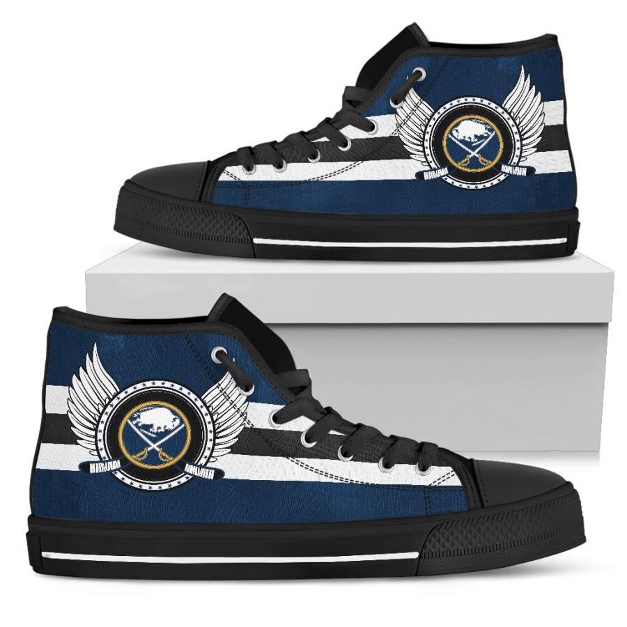 High Top Shoes Buffalo Sabres Logo Vintage Biker Wings