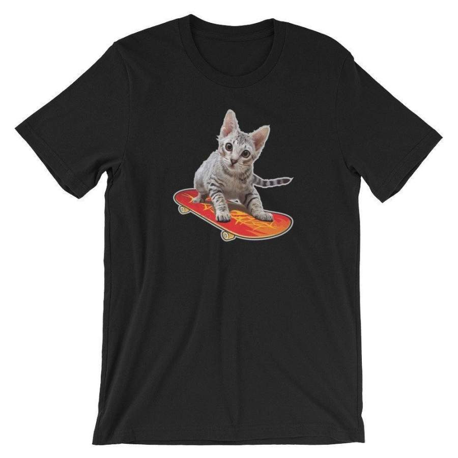 Cool Funny Kitten Skateboard Cat Tshirt Tee For Teen, Men