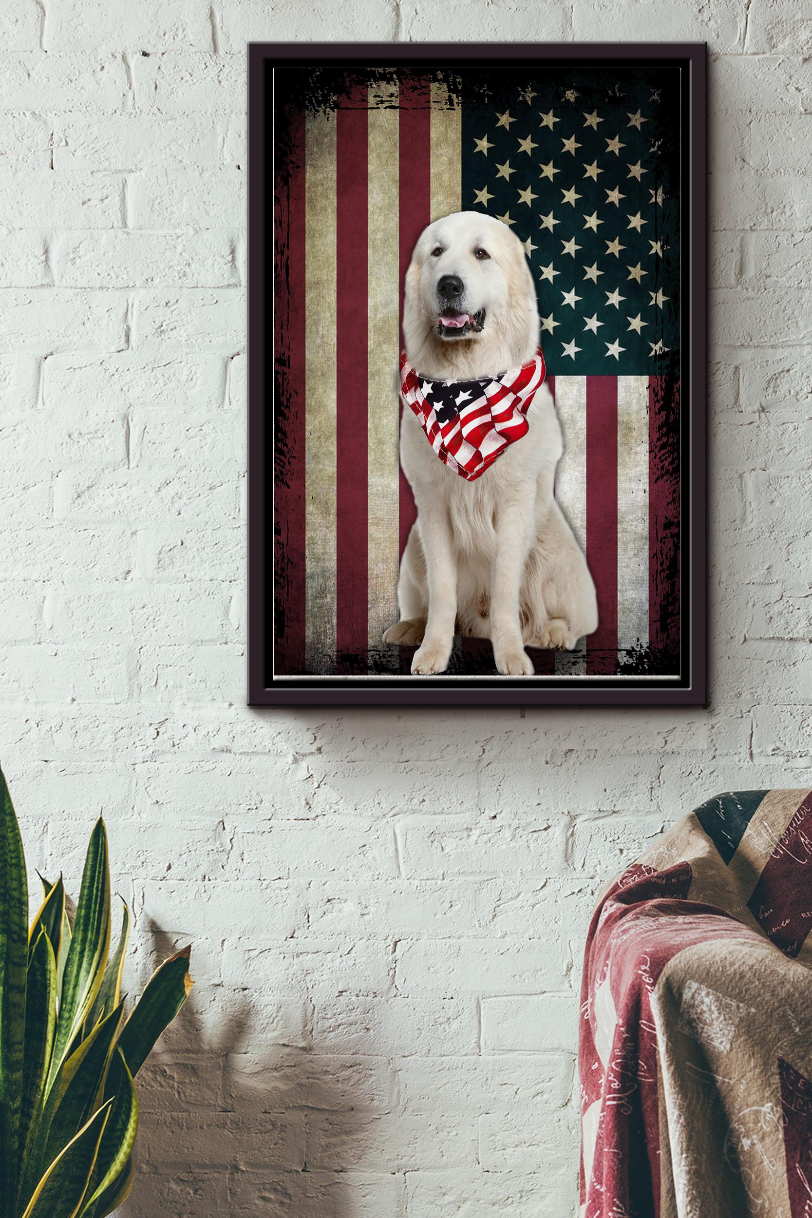 American White Dog Poster – Animal Wall Art – Gift For American, Dog Lover, Dog Foster Framed Matte Canvas