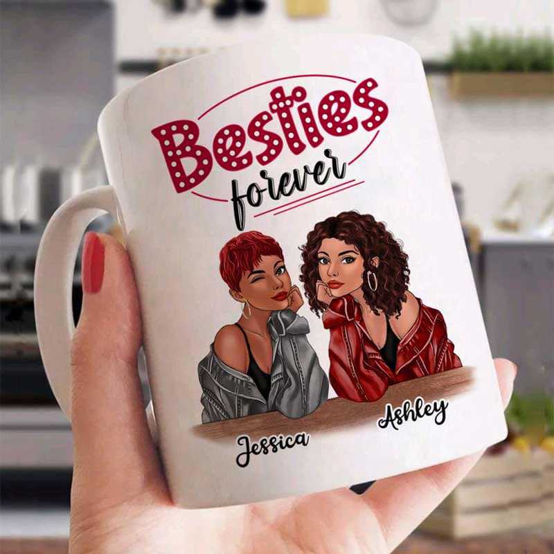 Retro Style Fashion Besties Personalized Mug