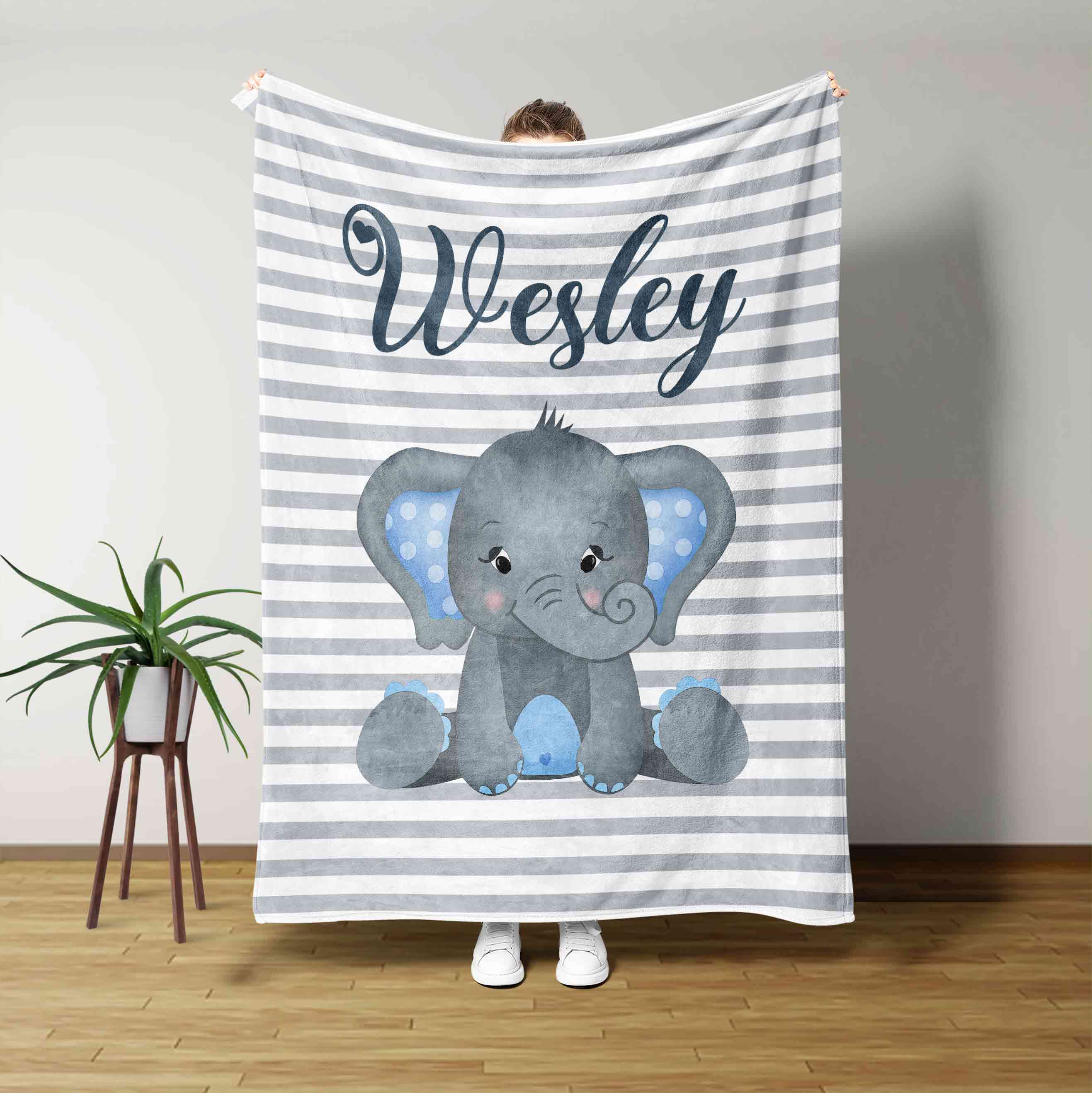 Personalized Name Blanket, Baby Blanket, Elephant Blanket, Family Blanket, Blanket For Baby, Gift Blanket