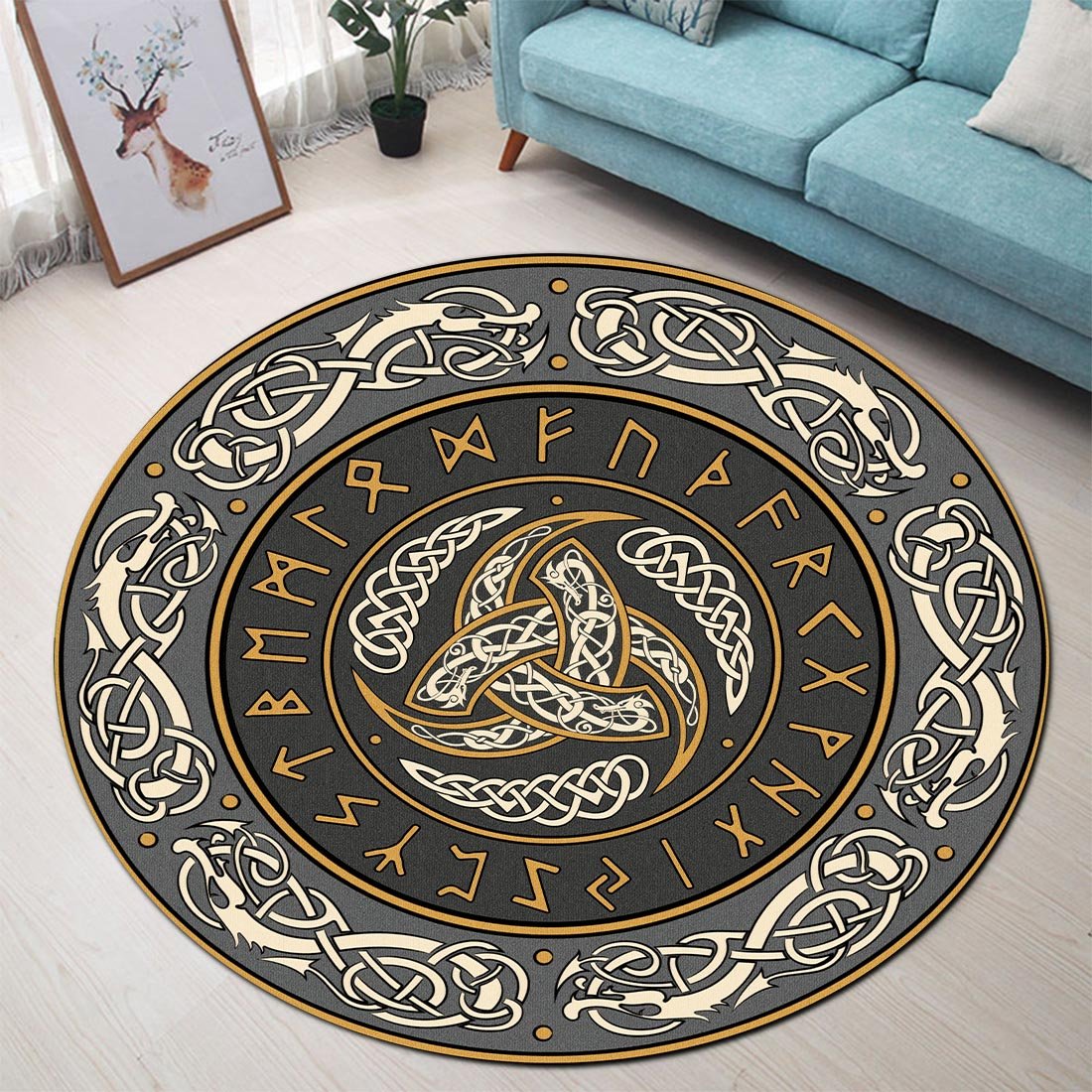 The Symbol Of Odin Round Carpet All Over Print