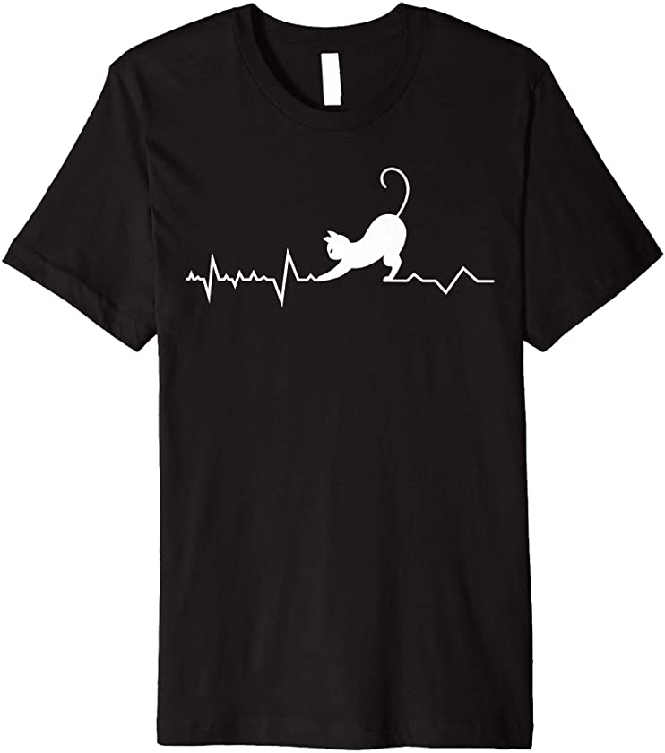 Cats Lover Heartbeat- Funny Kitten Lover Premium T-Shirt