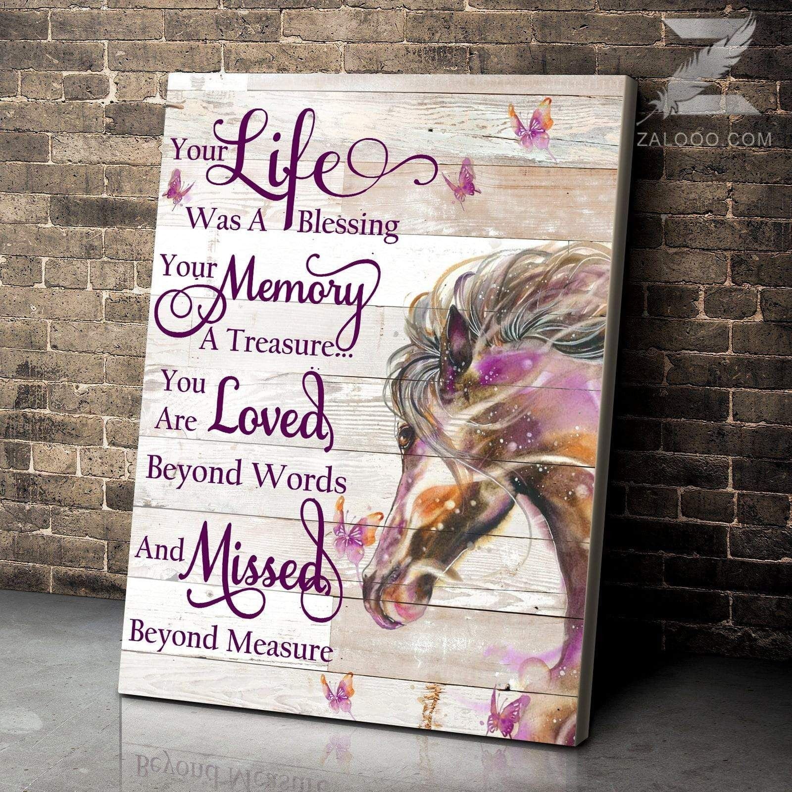 Canvas – Horse – Your Life Was A Blessing Gift For Family, Wall Art Decor, Canvas Print, Home Decor