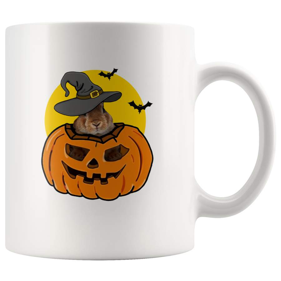 Bunny Bat Pumpkin Witch Halloween Gift White Coffee Mug