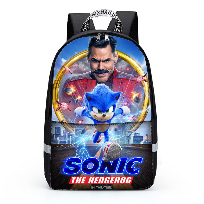 School Backpacks Teens Girls Boys Preschool Shoulder Bagpack+Cooler Warm Lunch Pouch+Zipper Closure Pencil Case Cool Sonic the Hedgehog Bookbags