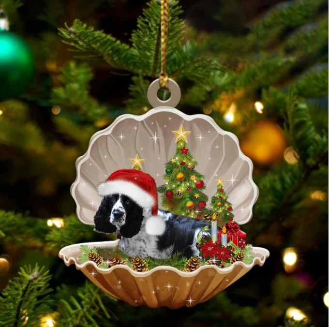 Black And White English Springer-Sleeping Pearl In Christmas Two Sided Ornament