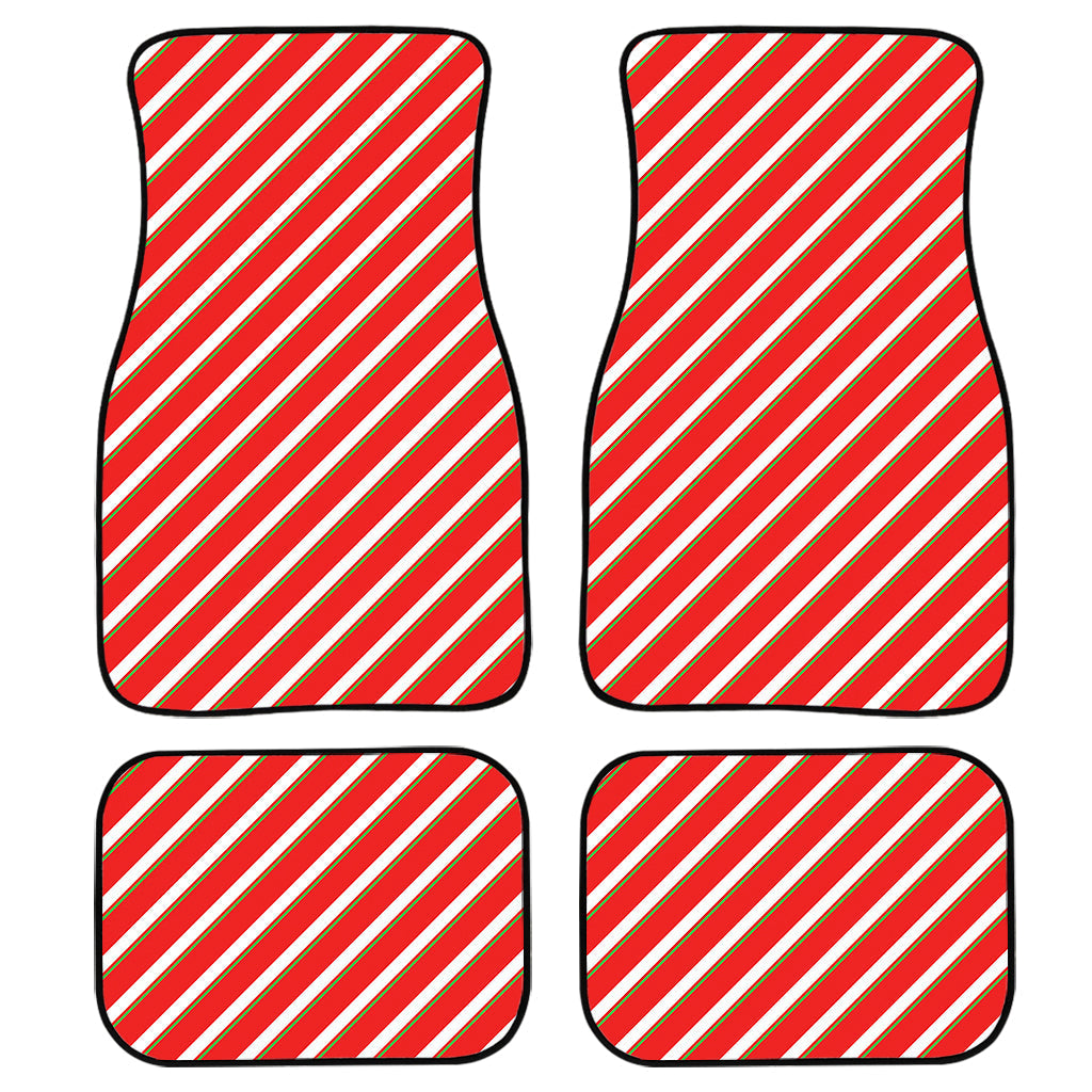 Candy Cane Stripe Pattern Print Front And Back Car Floor Mats, Front Car Mat