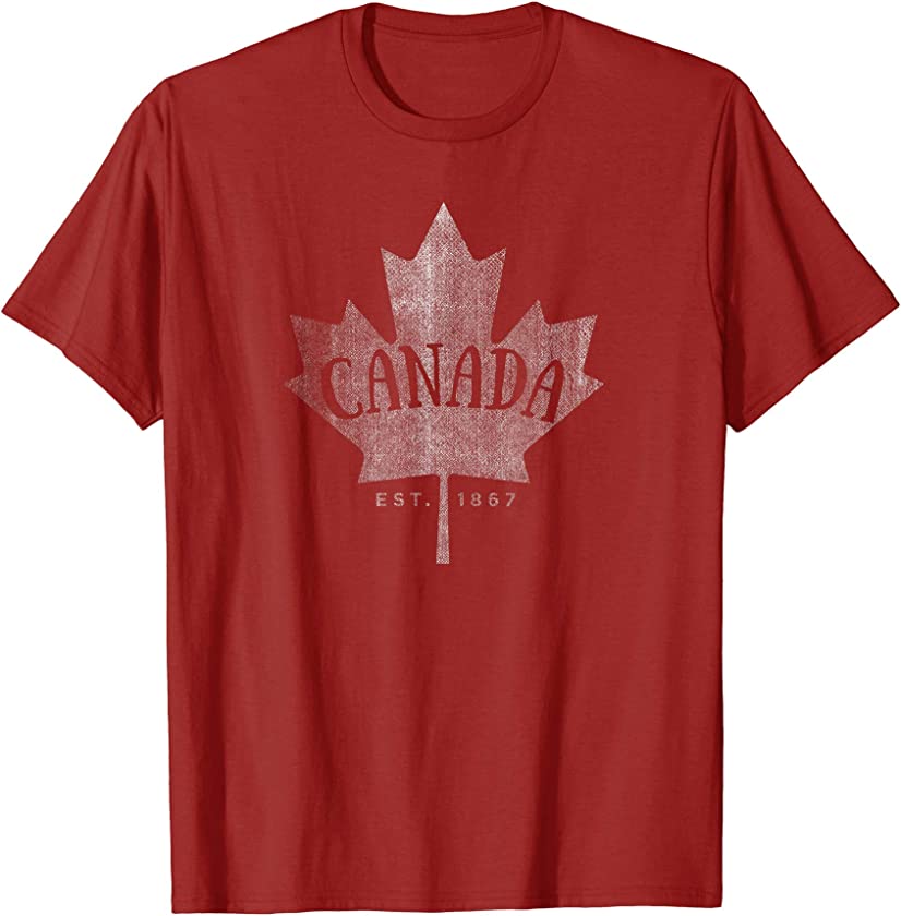 Canada Maple Leaf T-Shirt – Canada Est. 1867 Vintage Script T-Shirt