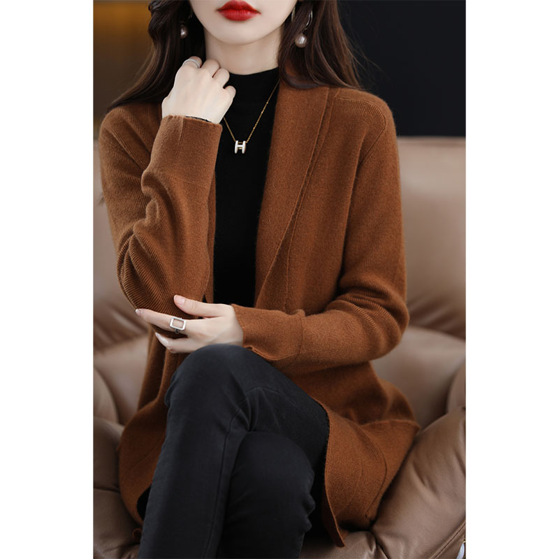 2021 Spring Winter/ Autumn New Fashion 100% Wool Cardigan Women’s Long Sleeve Knitted Jacket Coat Cashmere Sweater Standard alx