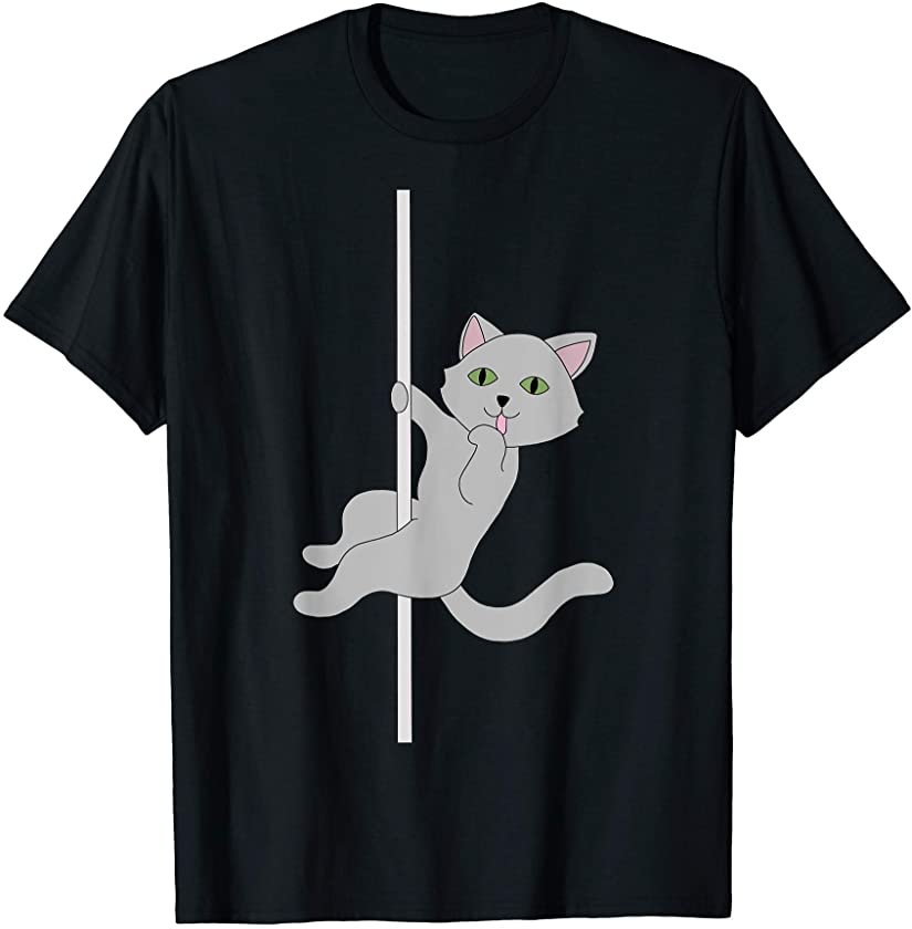 Pole Dance Cat Kitty Kitten grey T-Shirt