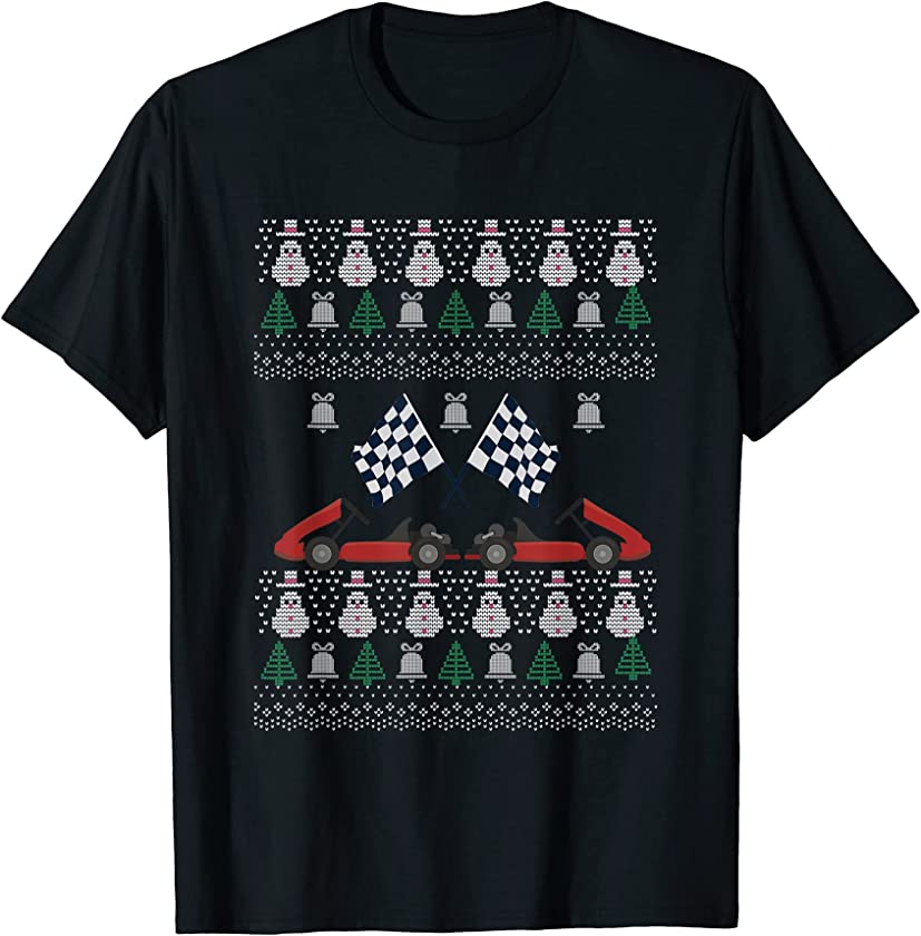 Ugly Christmas Race Kart Racing Karting Santa Claus New Year T-Shirt