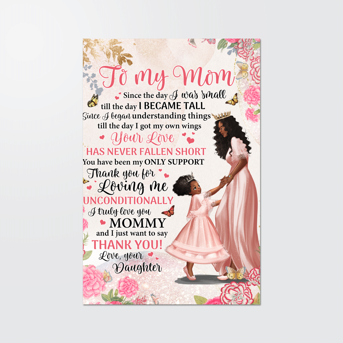 African American Mother’S Day Wall Decor Since The Day I Was Small Daughter To Mom Mother’S Day Poster Canvas