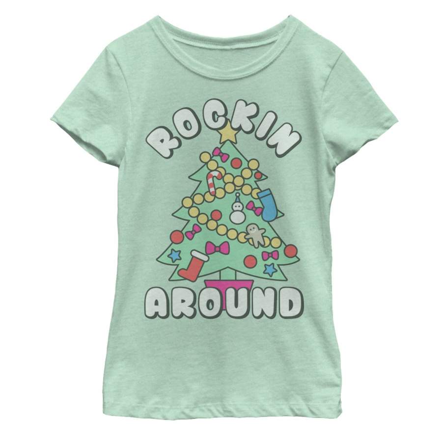 Lost Gods Girl’s Christmas Tree Rockin’ Around  T Shirt