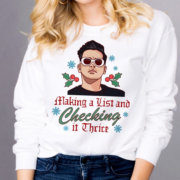 Checking It Thrice Unisex Sweatshirt, Holiday Apparel, Funny David Graphic Trendy Jumper, Gifts For Her, Gift For Bff Friend, College