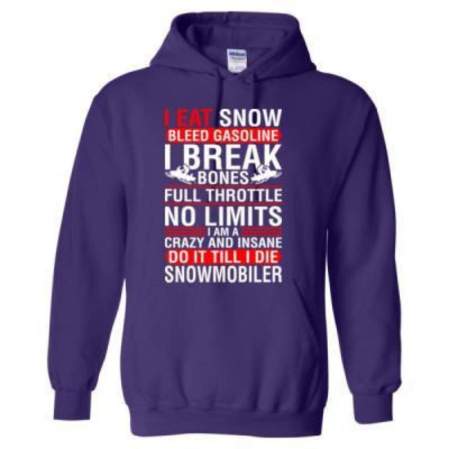 AGR I Eat Snow Bleed Gasoline I Break Bones Full Throttle Snowmobiler – Heavy Blend™ Hooded Sweatshirt