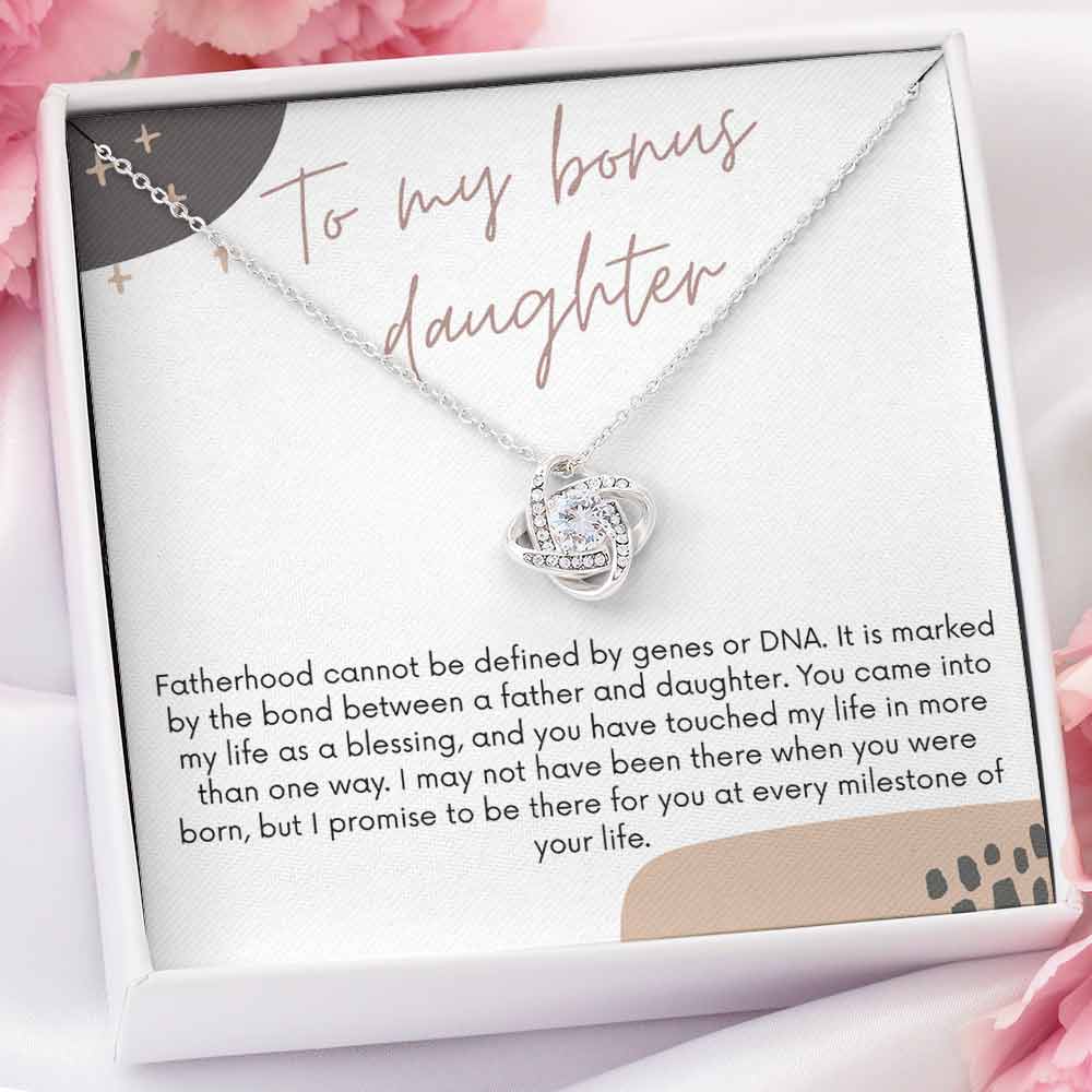 To My Bonus Daughter Necklace, Gift From Stepdad To Stepdaughter, Birthday Gift, Christmas Gift – Heart Necklace