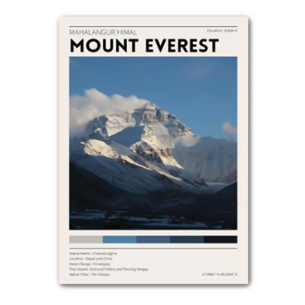 Poster Canvas Mount Everest, Himalayan Travel Poster,  Nepal And China Photography Prints Hiking Poster Wall Decor, Poster Gift Decor Home Decor Wall Art Visual Art