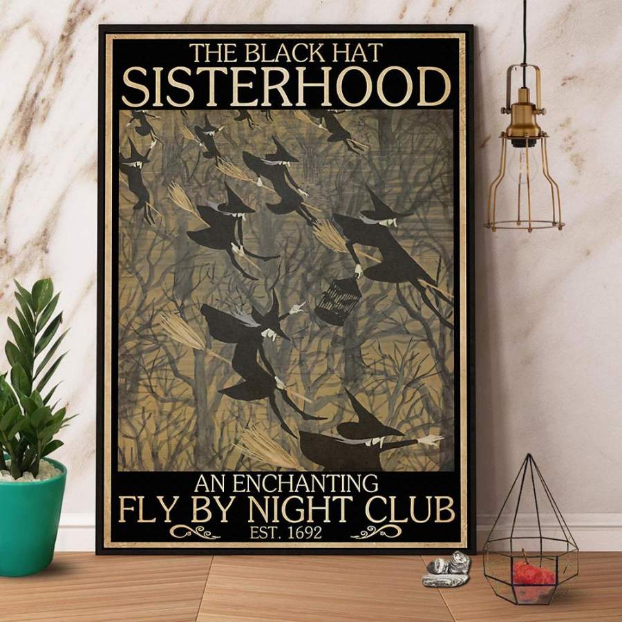 The black hat sisterhood witch Halloween paper poster no frame/ wrapped canvas wall decor full size