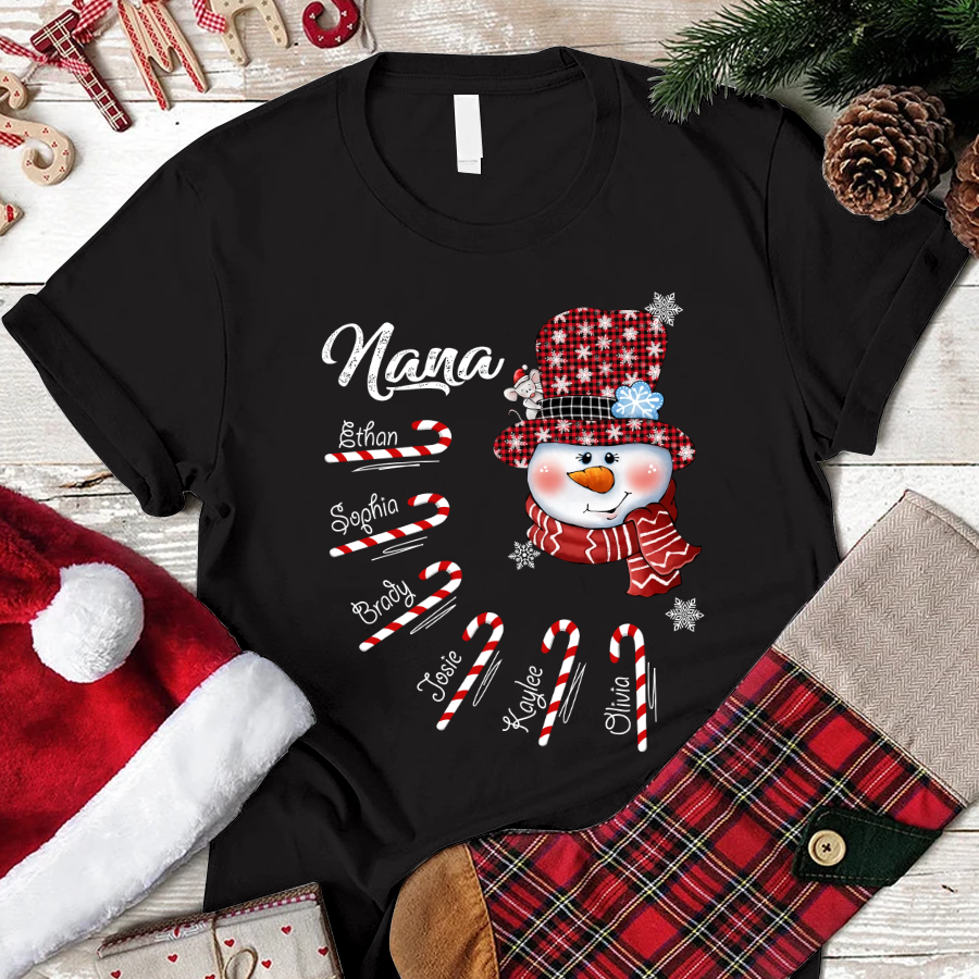 Nana Snowman Candy Cane Christmas Shirt