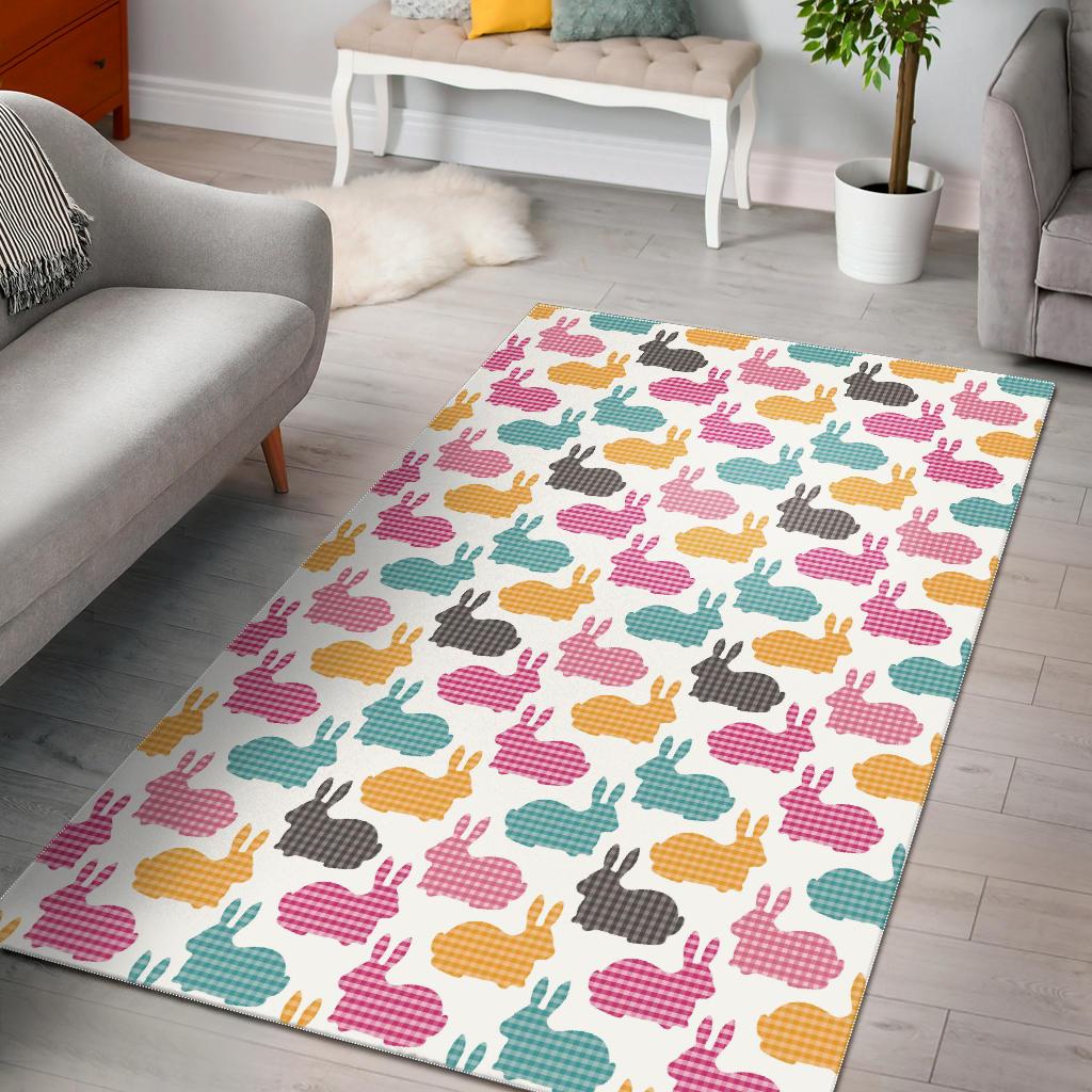 Colorful Rabbit Pattern Area Rug