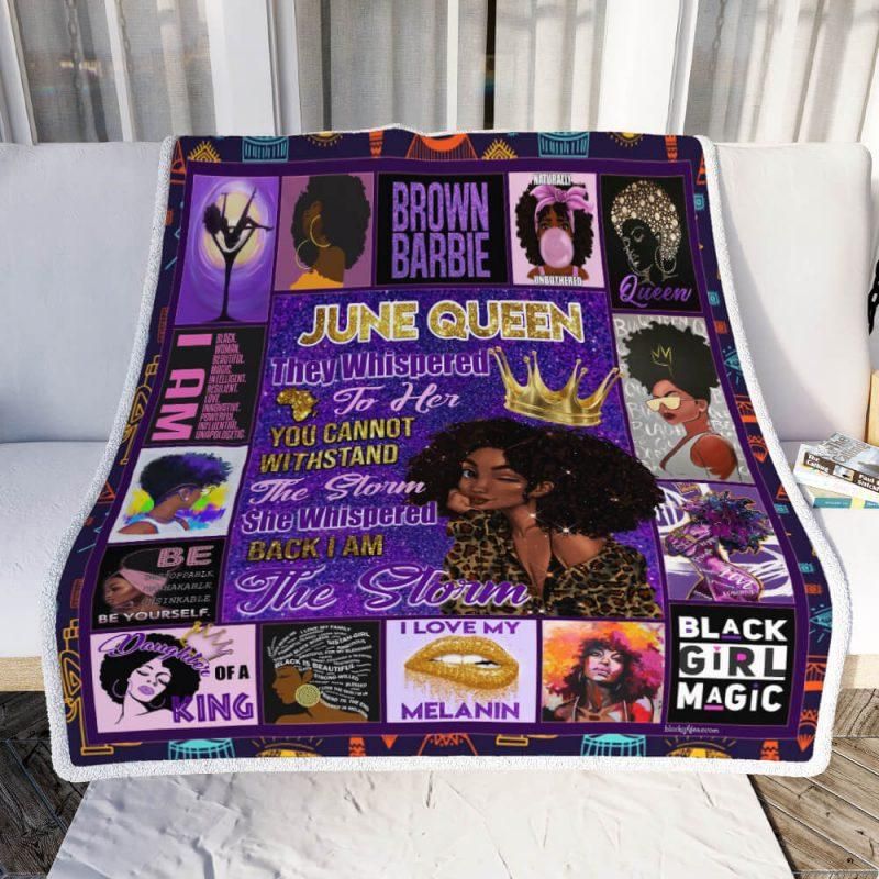 June Queen I Am The Storm Melanin, African American Cozy Fleece Blanket Sherpa Blanket